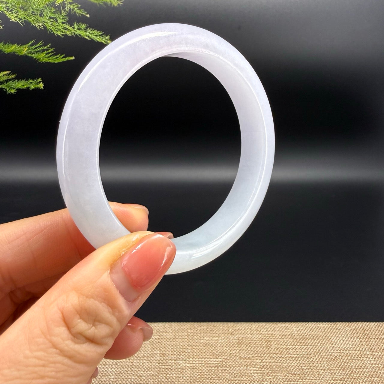 Genuine Burmese Light Lavender Jadeite Jade Bangle Bracelet (56.2mm)