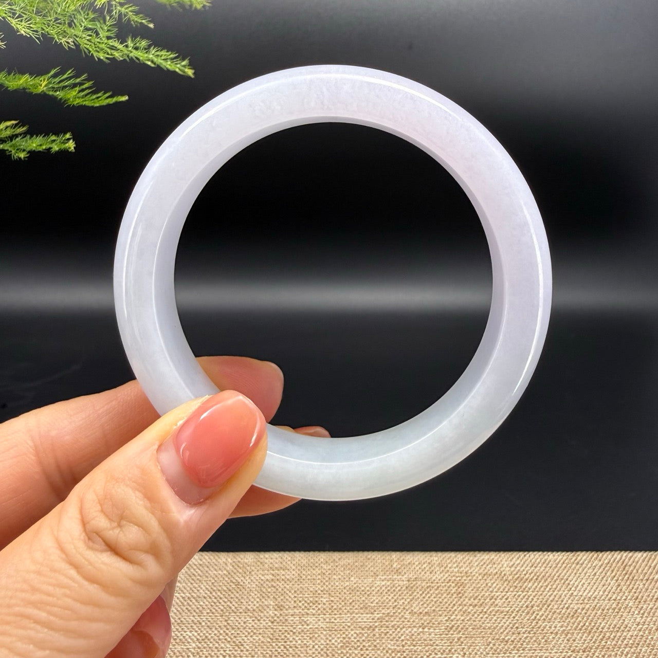 Genuine Burmese Light Lavender Jadeite Jade Bangle Bracelet (56.2mm)