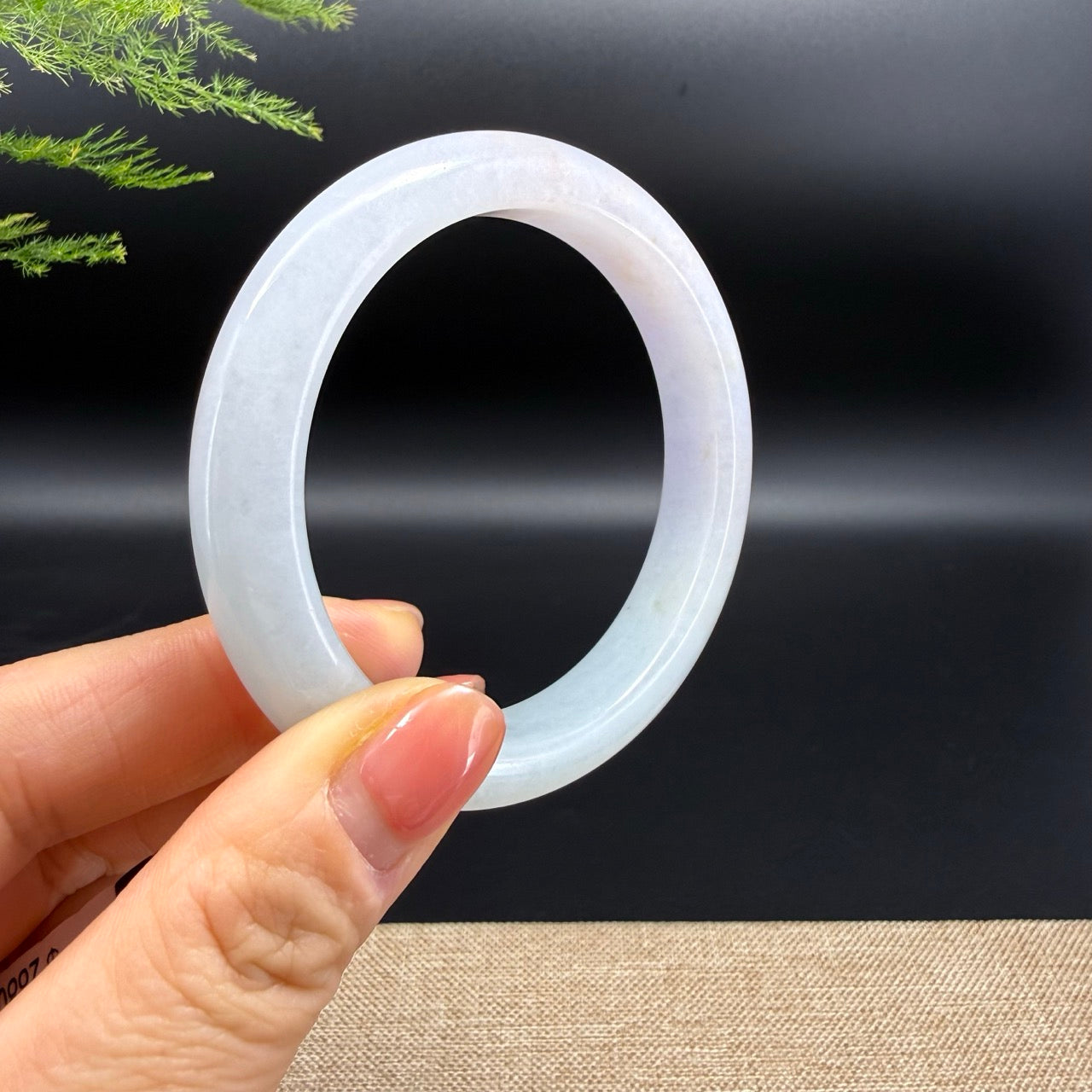 Genuine Burmese Light Lavender Green & Sajin Jadeite Jade Bangle Bracelet (57mm)