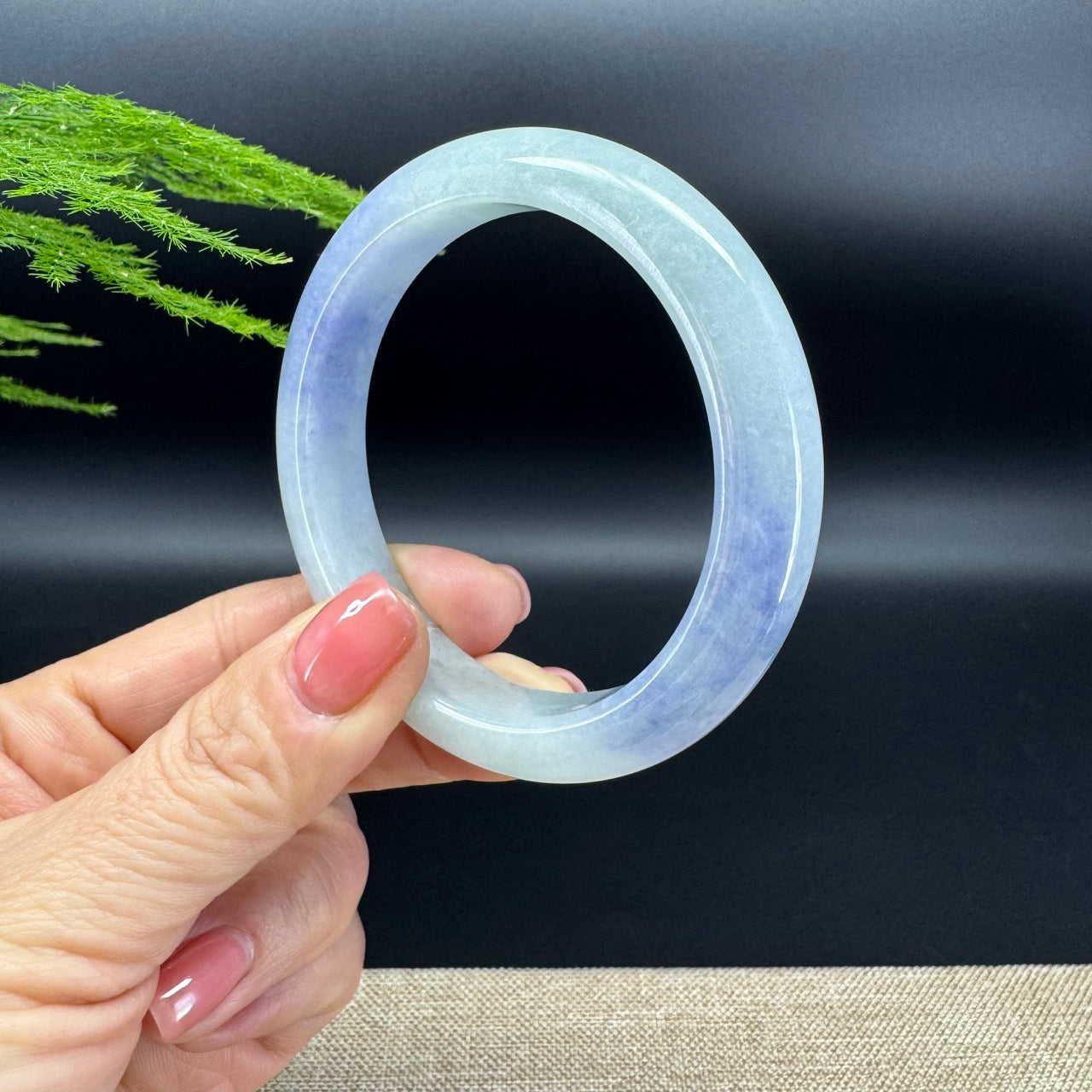 Genuine Burmese Blue Berry Jadeite Jade Bangle Bracelet (57.6mm)