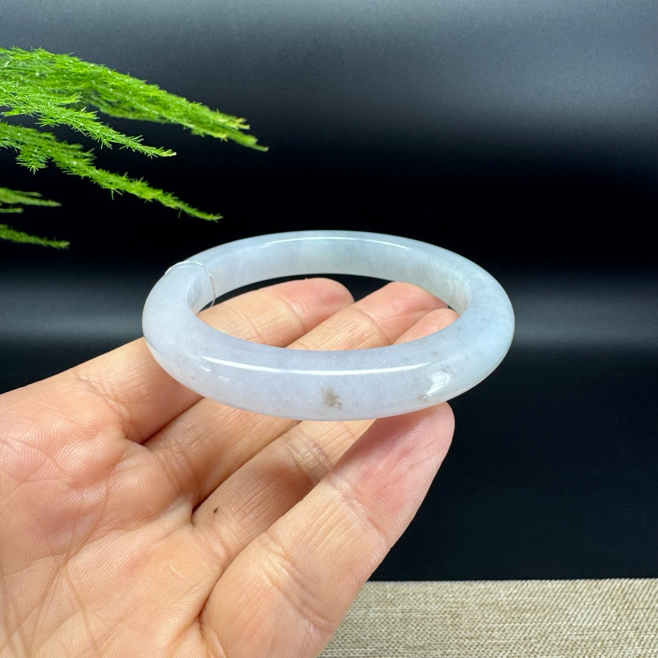 Genuine Burmese Icy Green Jadeite Jade Bangle Bracelet (54.1mm)