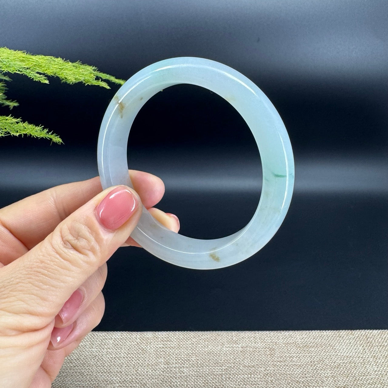 Genuine Burmese Icy Green Jadeite Jade Bangle Bracelet (56.5mm)