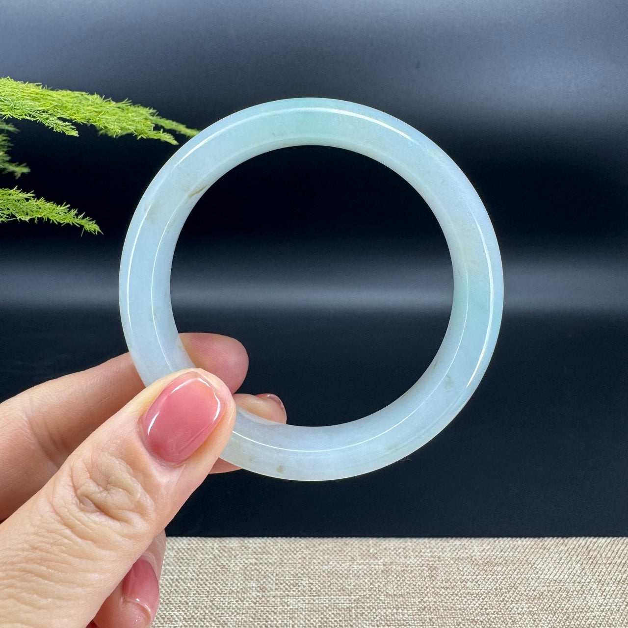 Genuine Burmese Icy Green Jadeite Jade Bangle Bracelet (56.5mm)