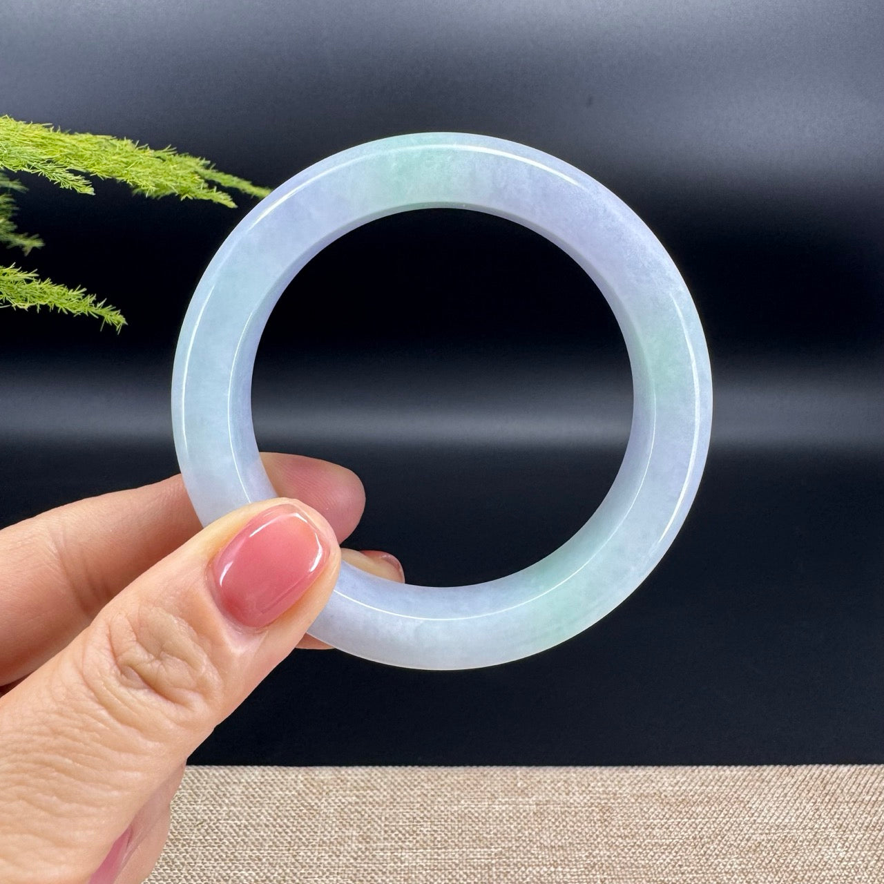 Genuine Burmese Lavender Green Jadeite Jade Bangle Bracelet (55.2mm)