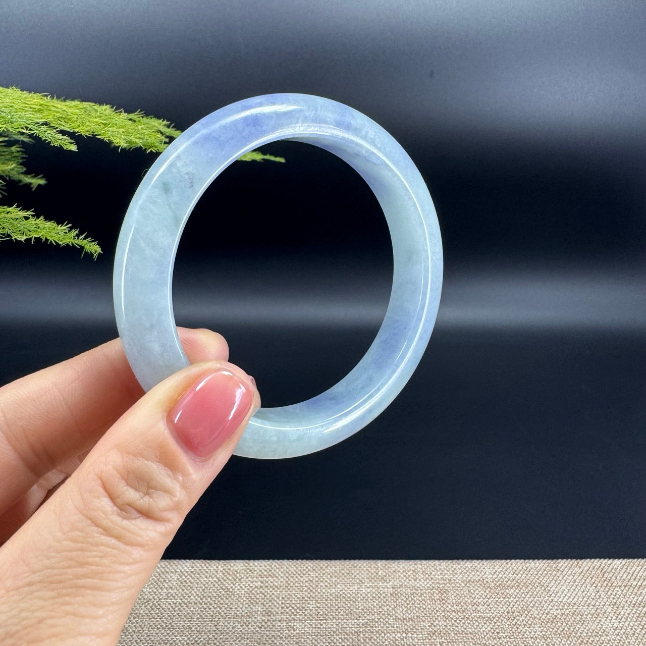 Genuine Burmese Blueberry Jadeite Jade Bangle Bracelet (57.5mm)