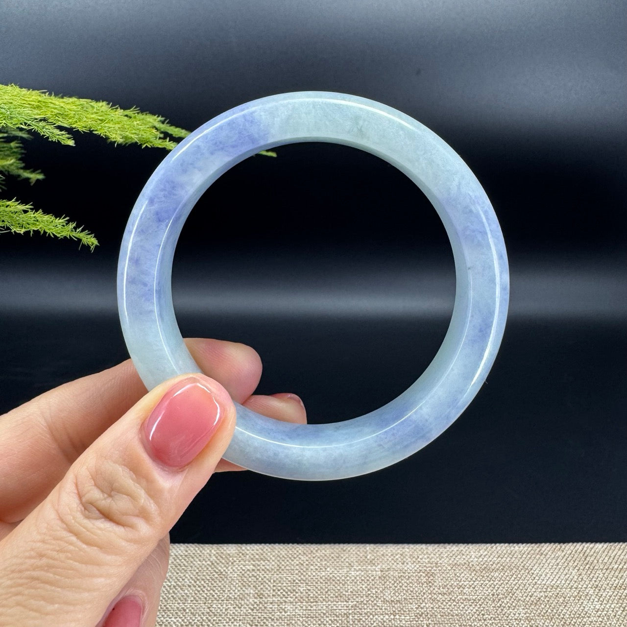 Genuine Burmese Blueberry Jadeite Jade Bangle Bracelet (57.5mm)