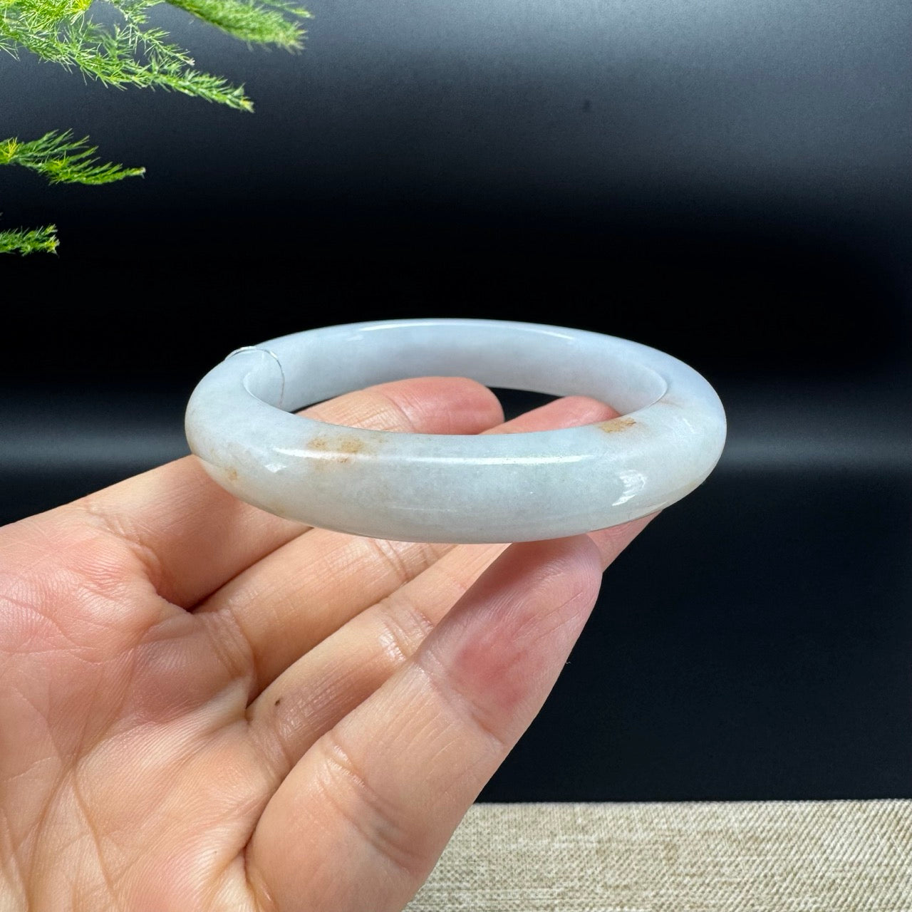 Genuine Burmese Light Green & Sajin Jadeite Jade Bangle Bracelet (55mm)