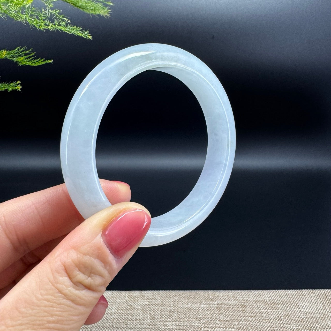 Genuine Burmese Moonight Jade Jadeite Bangle Bracelet ( 57.5mm )
