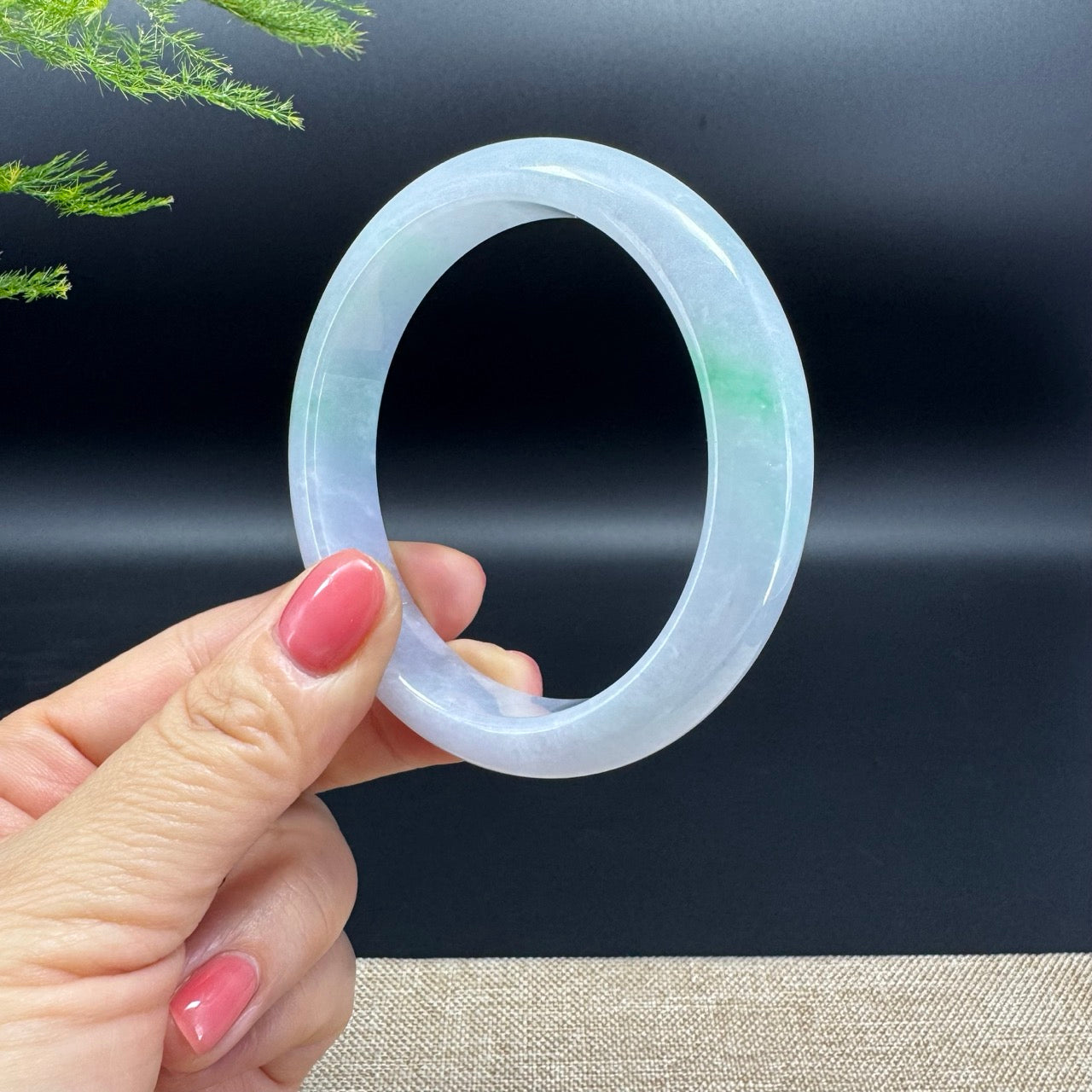 Genuine Burmese Icy Green Jadeite Jade Bangle Bracelet ( 59.8mm )
