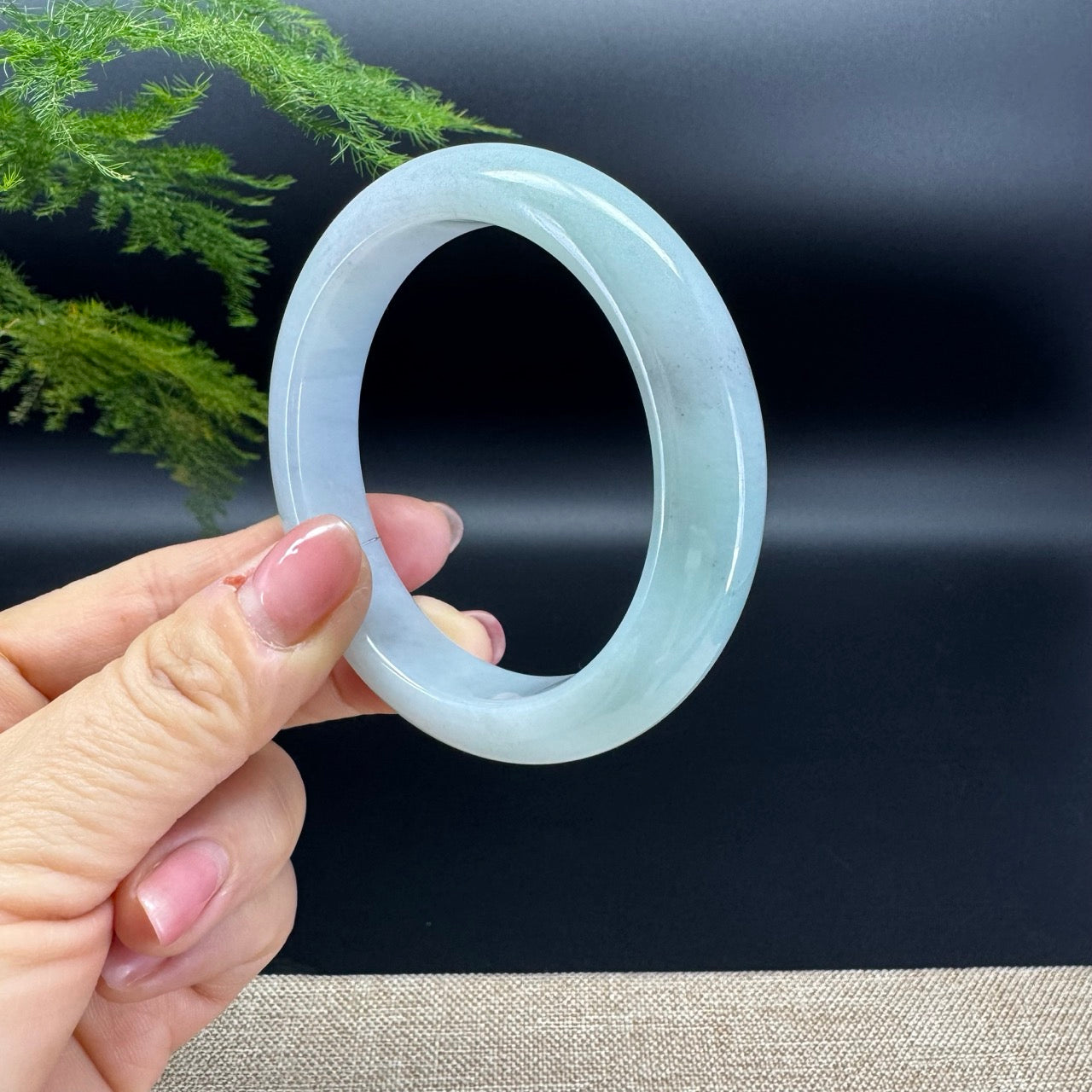 Genuine Burmese Light Wuji Green Jadeite Jade Bangle Bracelet (57.4mm)