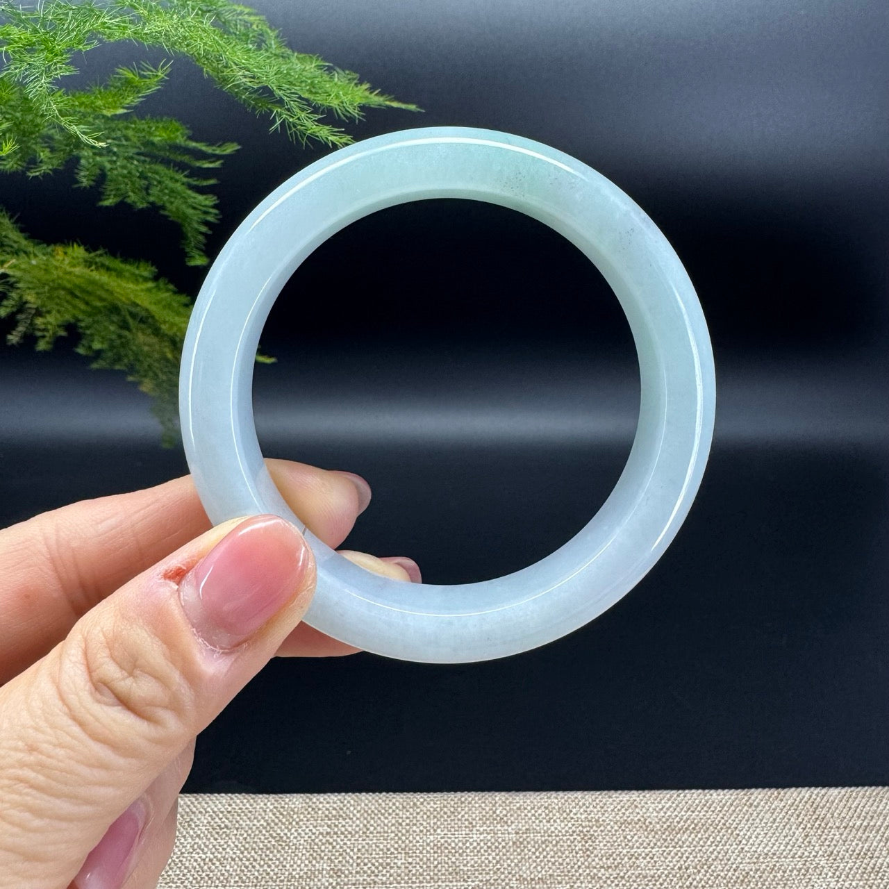 Genuine Burmese Light Wuji Green Jadeite Jade Bangle Bracelet (57.4mm)