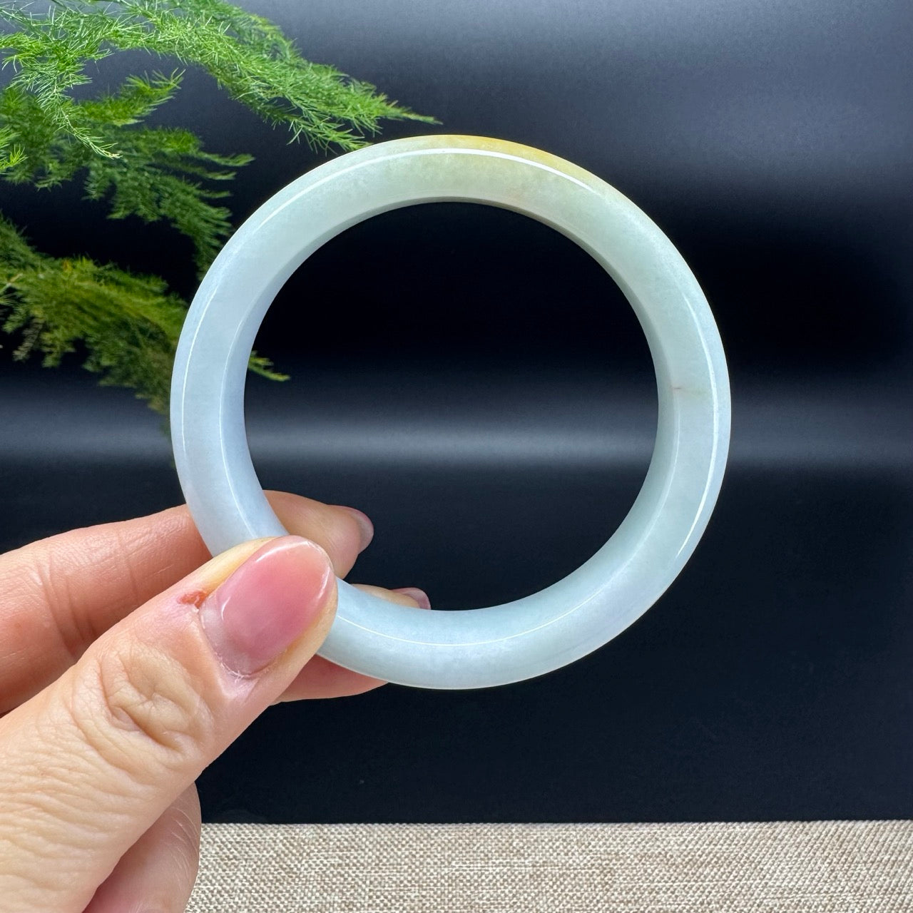 Genuine Burmese Yellow Green Jadeite Jade Bangle Bracelet (58.3mm)