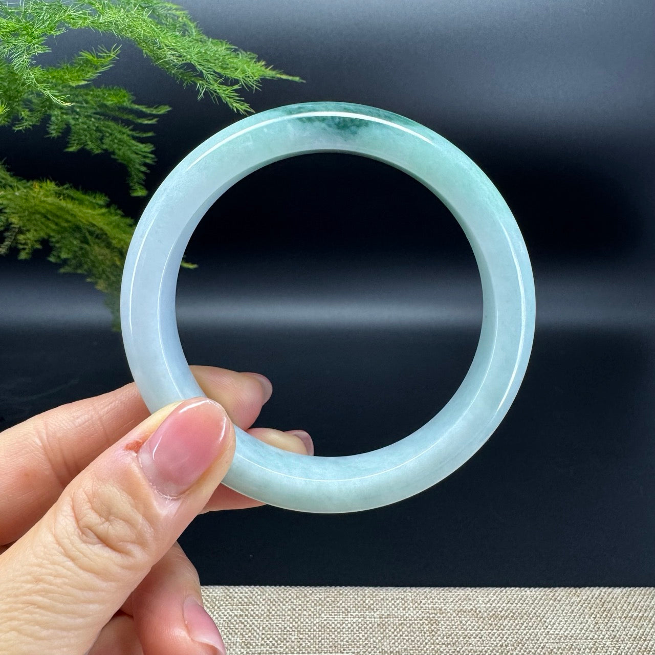 Genuine Burmese Forest Green Jadeite Jade Bangle Bracelet (61.5mm)