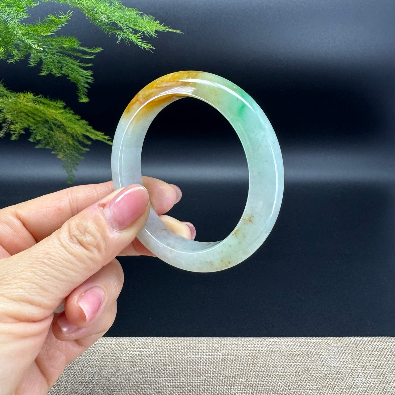 Genuine Burmese  Yellow Green Jade Jadeite Bangle Bracelet (52.6mm)