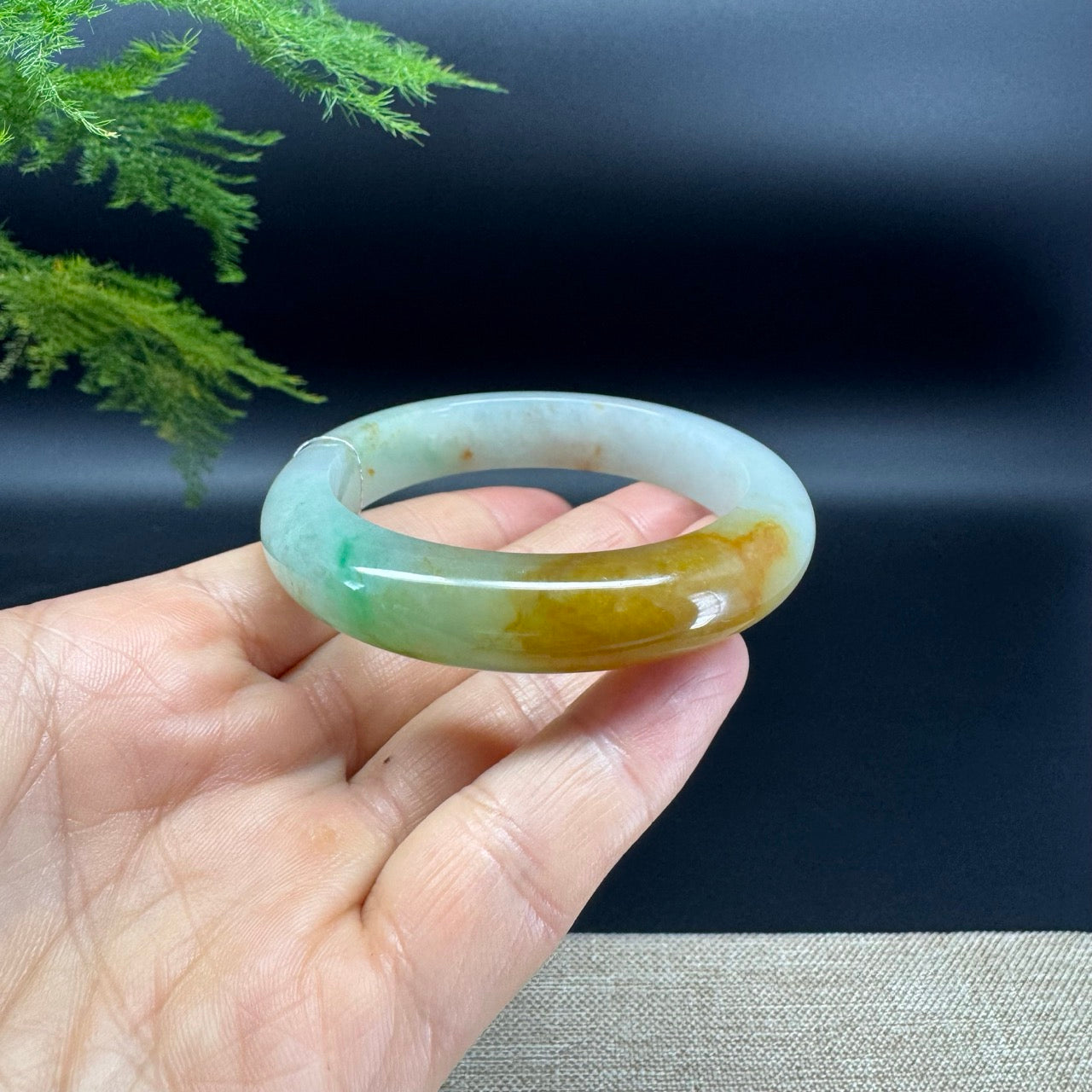 Genuine Burmese  Yellow Green Jade Jadeite Bangle Bracelet (52.6mm)