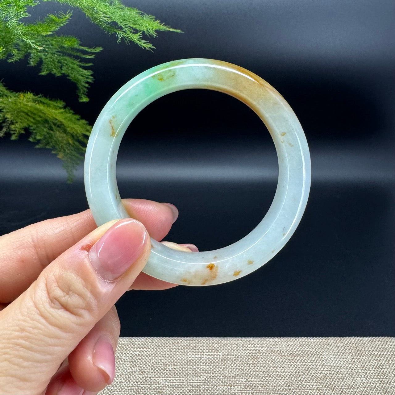 Genuine Burmese  Yellow Green Jade Jadeite Bangle Bracelet (52.6mm)