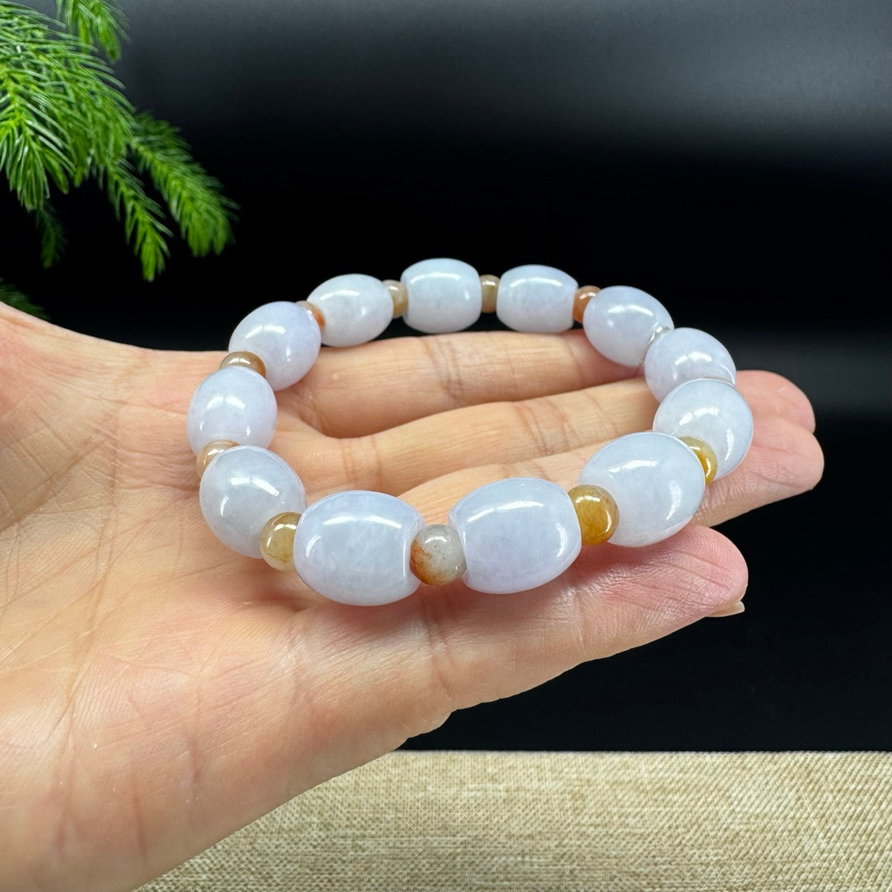 RealJade® Co. Genuine Light Lavender Jadeite Jade "Lu Lu Tong" Beads Bracelet ( 11.6mm )