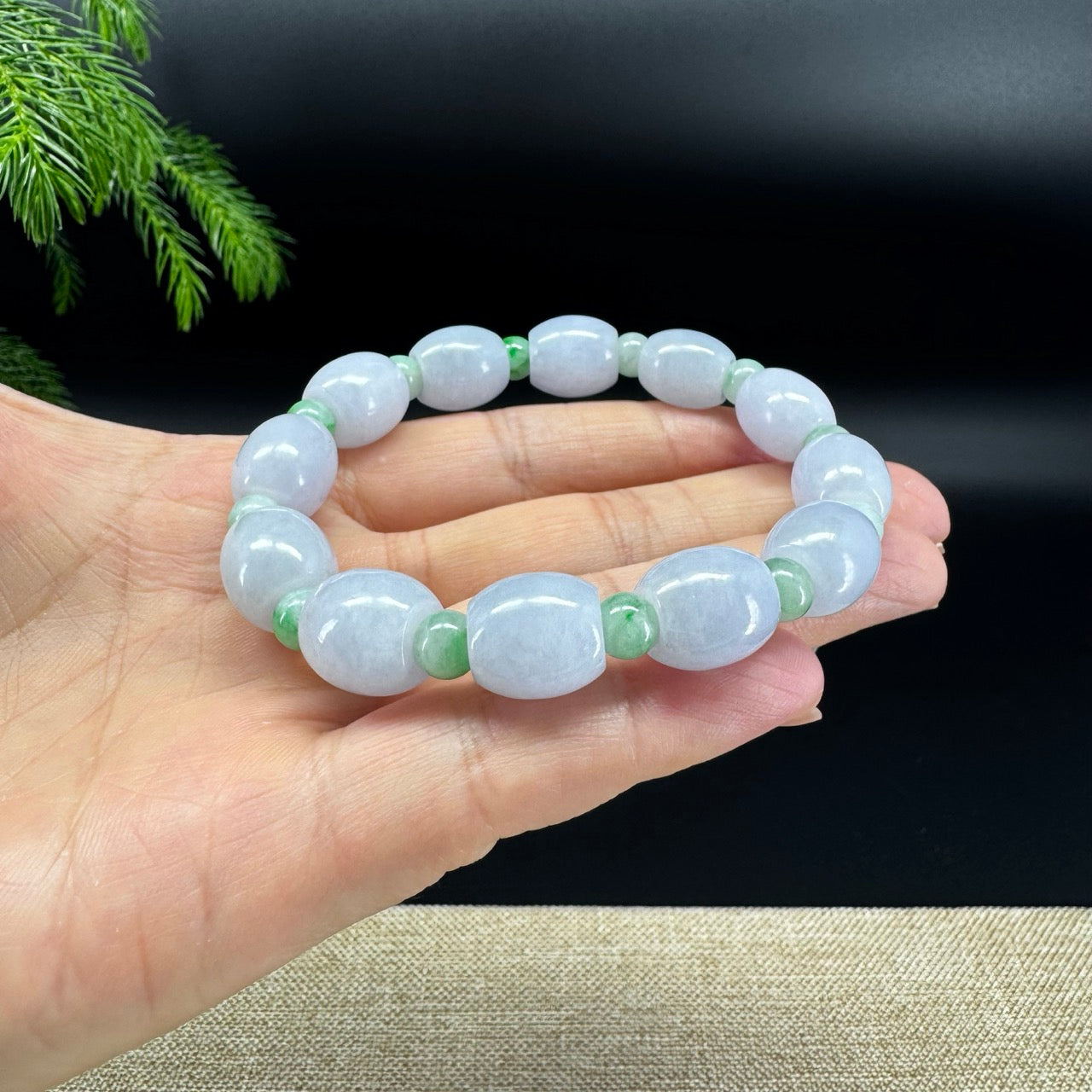 RealJade® Co. Genuine Light Lavender Jadeite Jade "Lu Lu Tong" Beads Bracelet ( 11.6mm )