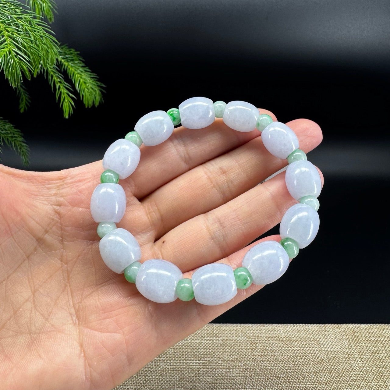 RealJade® Co. Genuine Light Lavender Jadeite Jade "Lu Lu Tong" Beads Bracelet ( 11.6mm )