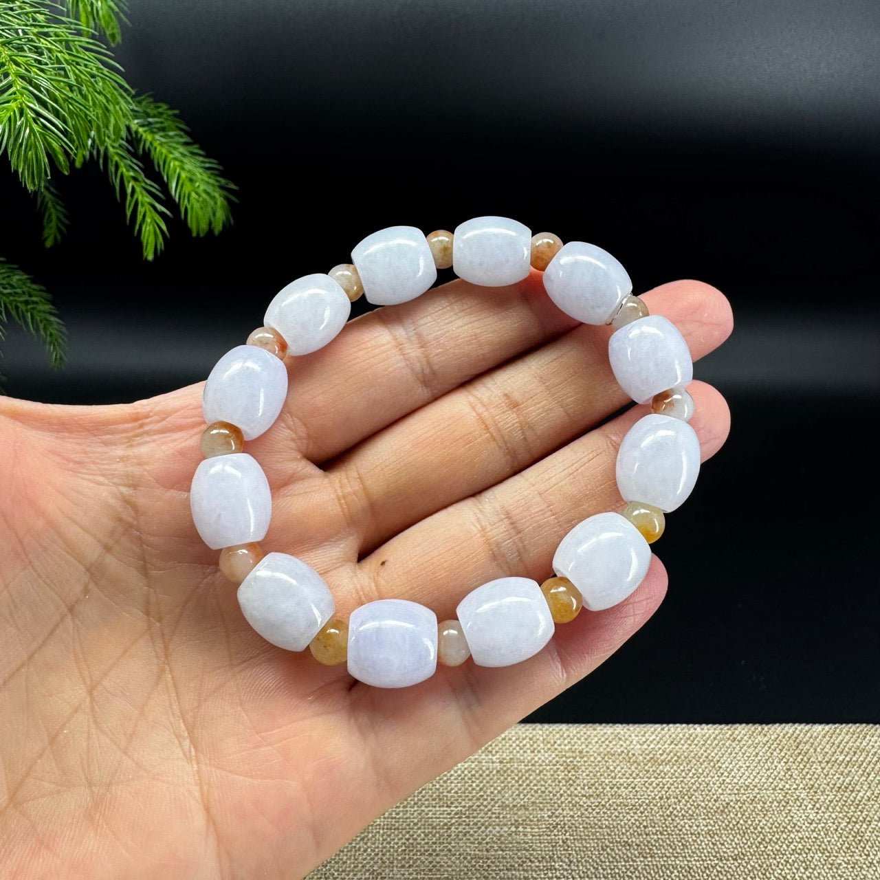 RealJade® Co. Genuine Light Lavender Jadeite Jade "Lu Lu Tong" Beads Bracelet ( 11.6mm )