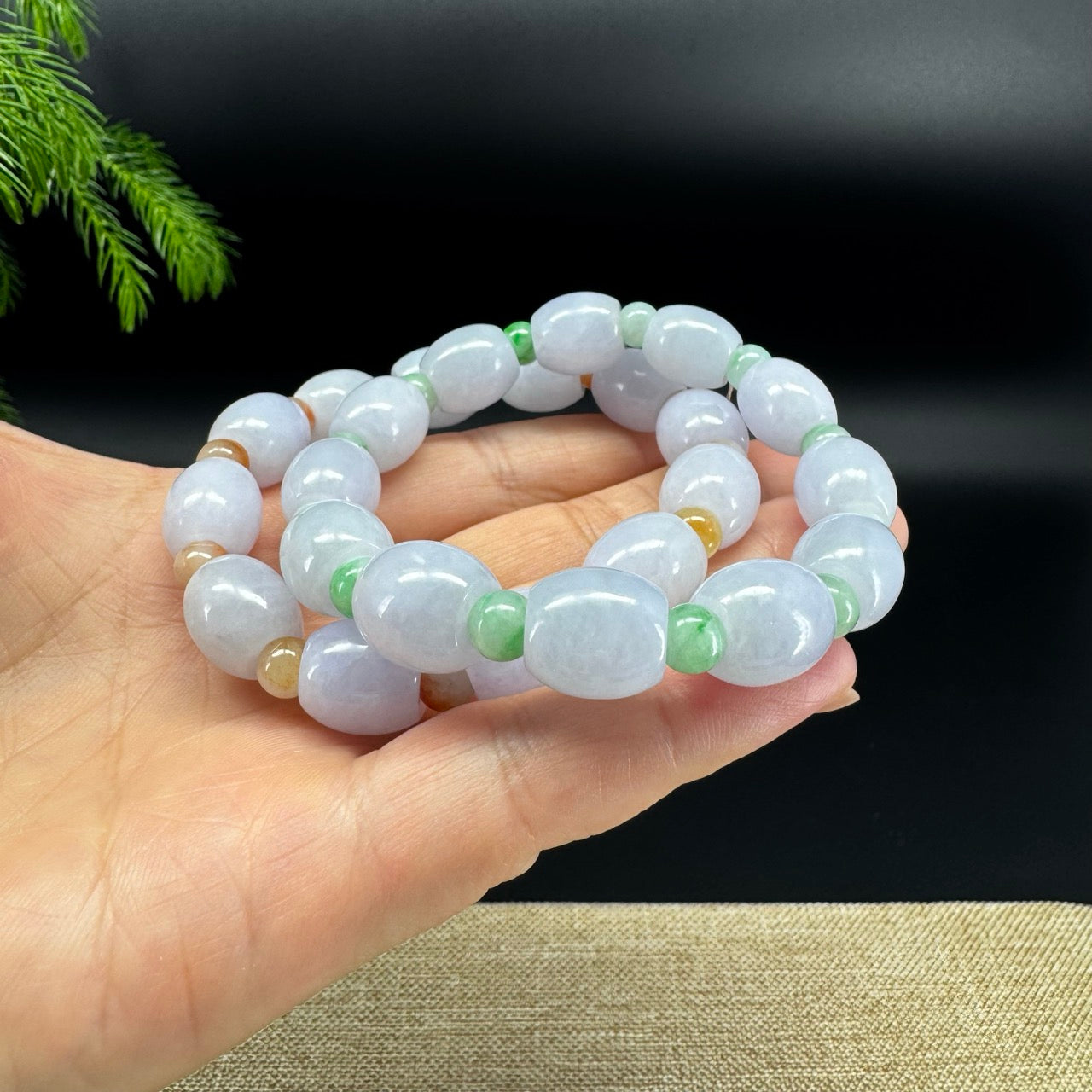 RealJade® Co. Genuine Light Lavender Jadeite Jade "Lu Lu Tong" Beads Bracelet ( 11.6mm )