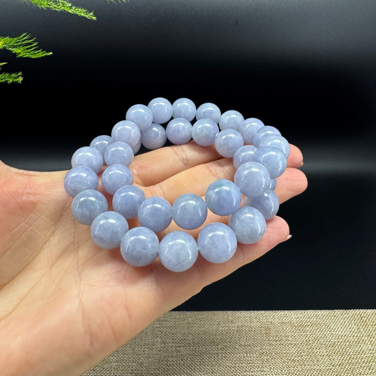 RealJade® Co. Genuine Jadeite Jade Round Lavender Beads Bracelet (12mm)