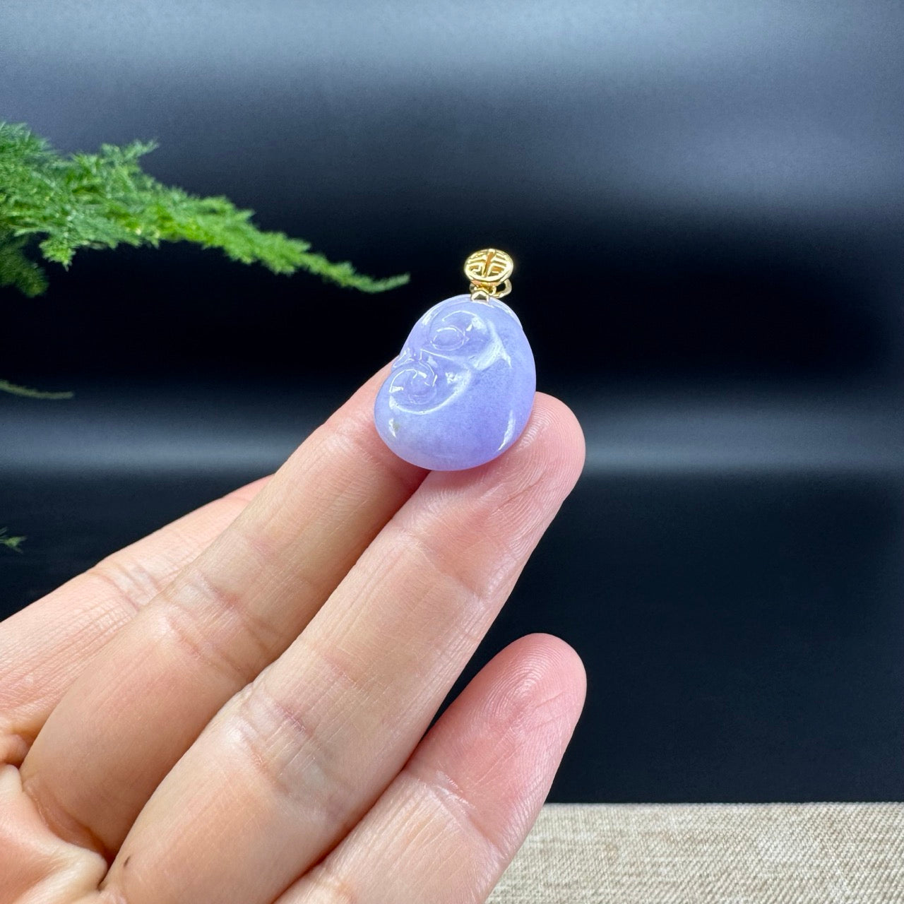RealJade® Co. Genuine Burmese Lavender Jadeite Jade RuYi Pendant