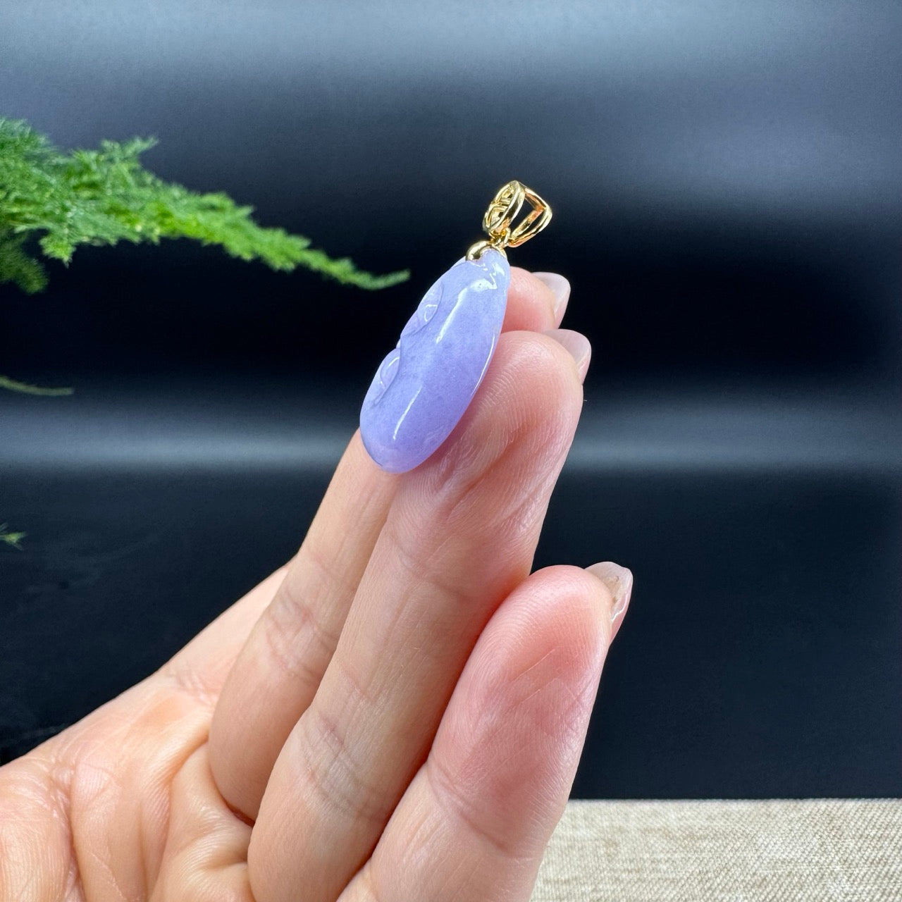 RealJade® Co. Genuine Burmese Lavender Jadeite Jade RuYi Pendant