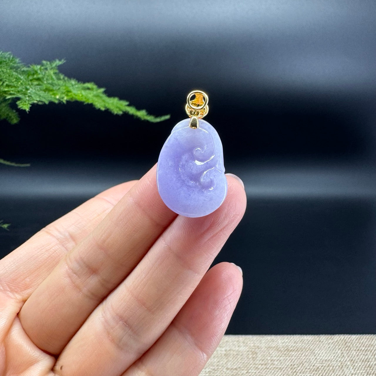 RealJade® Co. Genuine Burmese Lavender Jadeite Jade RuYi Pendant
