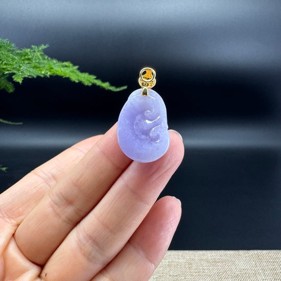 RealJade® Co. Genuine Burmese Lavender Jadeite Jade RuYi Pendant