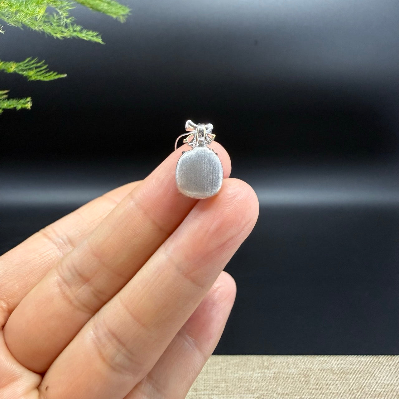 RealJade® Co. Genuine Icy Jadeite Jade Jin Zhi Yu Ye (Mini Leaf) Necklace With 18K White Gold Diamonds Bail