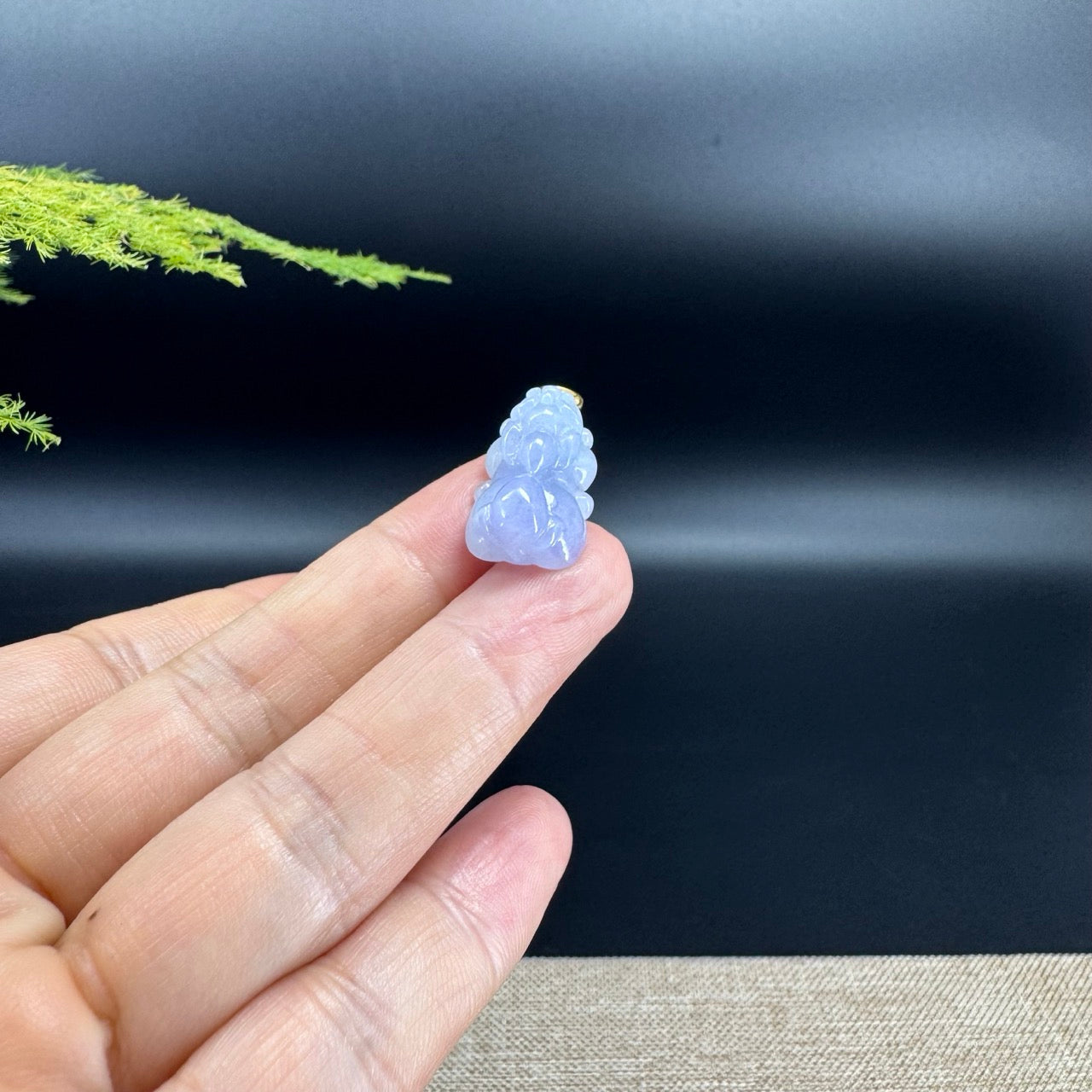 RealJade® Co. 18K Yellow Gold Genuine Lavender Burmese Jadeite Jade PiXiu Pendant Necklace