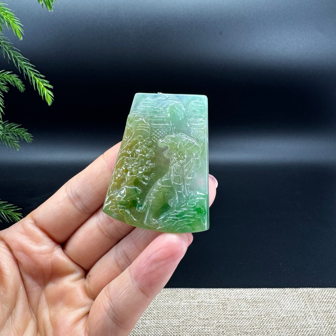 RealJade® Co. High Natural Yellow Green Jadeite Jade Dragon Pendant
