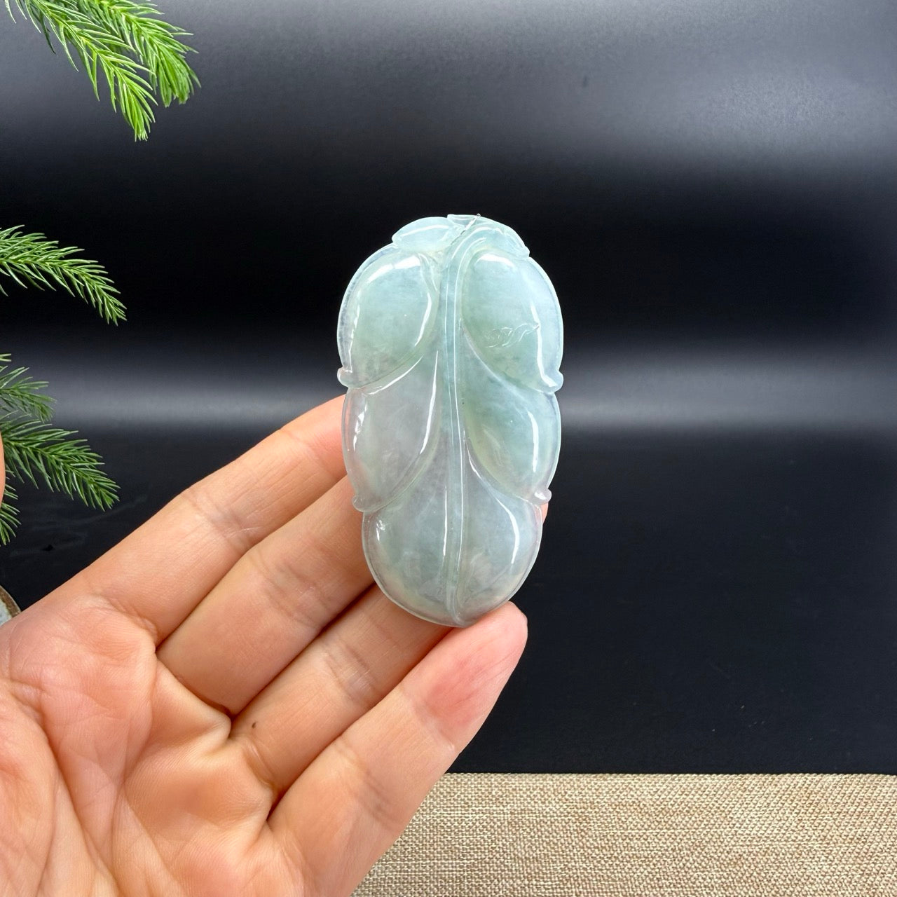 RealJade® Co. Genuine Ice Green Jadeite Jade Leaf Necklace