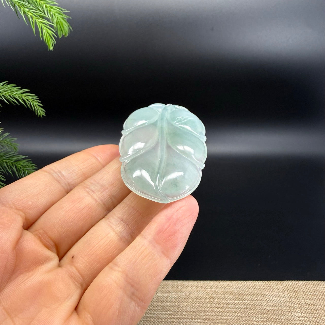 RealJade® Co. Genuine Ice Green Jadeite Jade Leaf Necklace