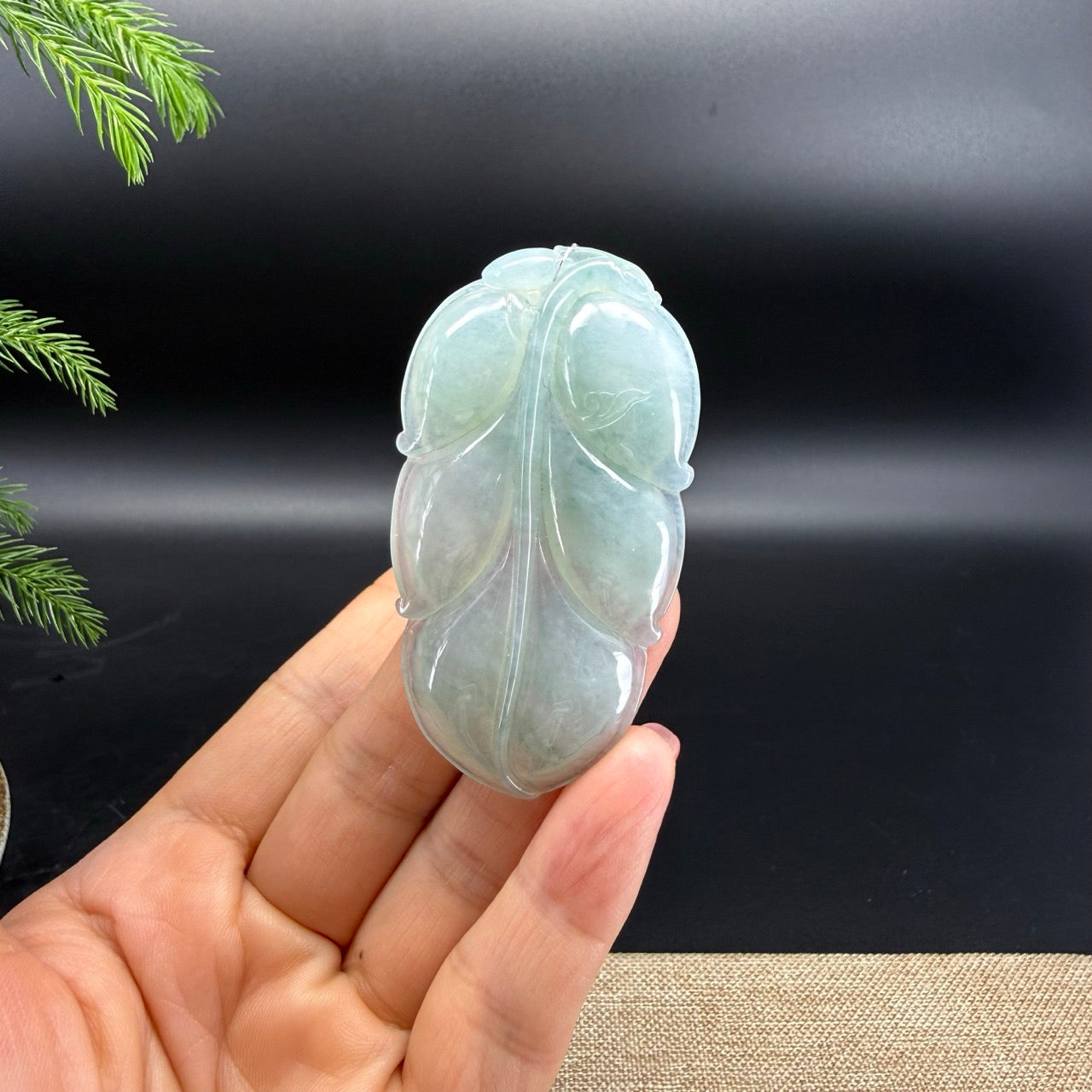RealJade® Co. Genuine Ice Green Jadeite Jade Leaf Necklace