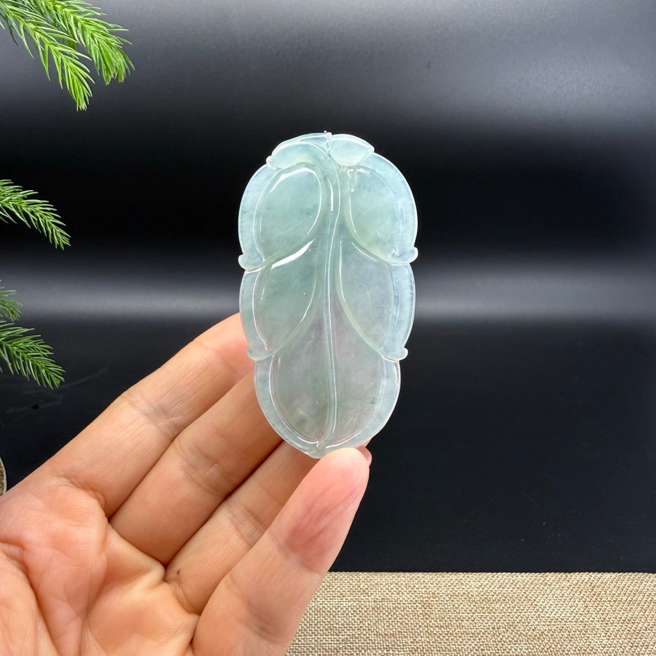 RealJade® Co. Genuine Ice Green Jadeite Jade Leaf Necklace