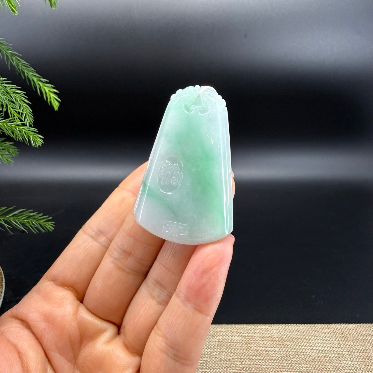 RealJade® Co.Natural White Green (BDQ)Jadeite Jade Dragon Pendant