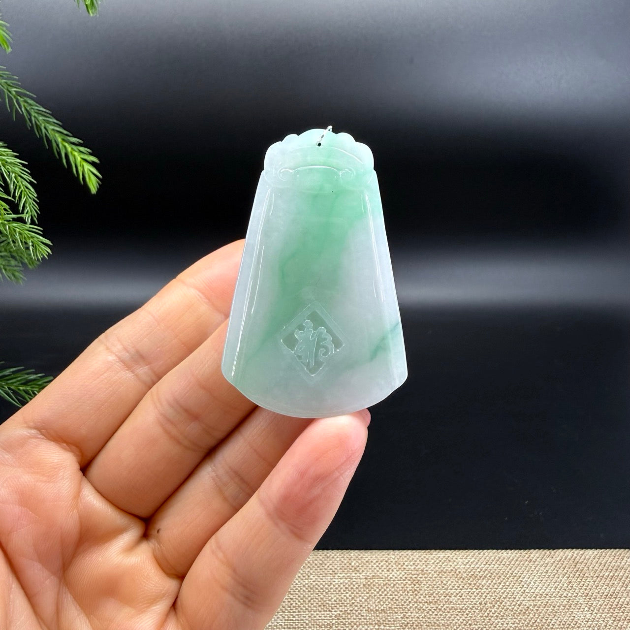RealJade® Co.Natural White Green (BDQ)Jadeite Jade Phoenix Pendant