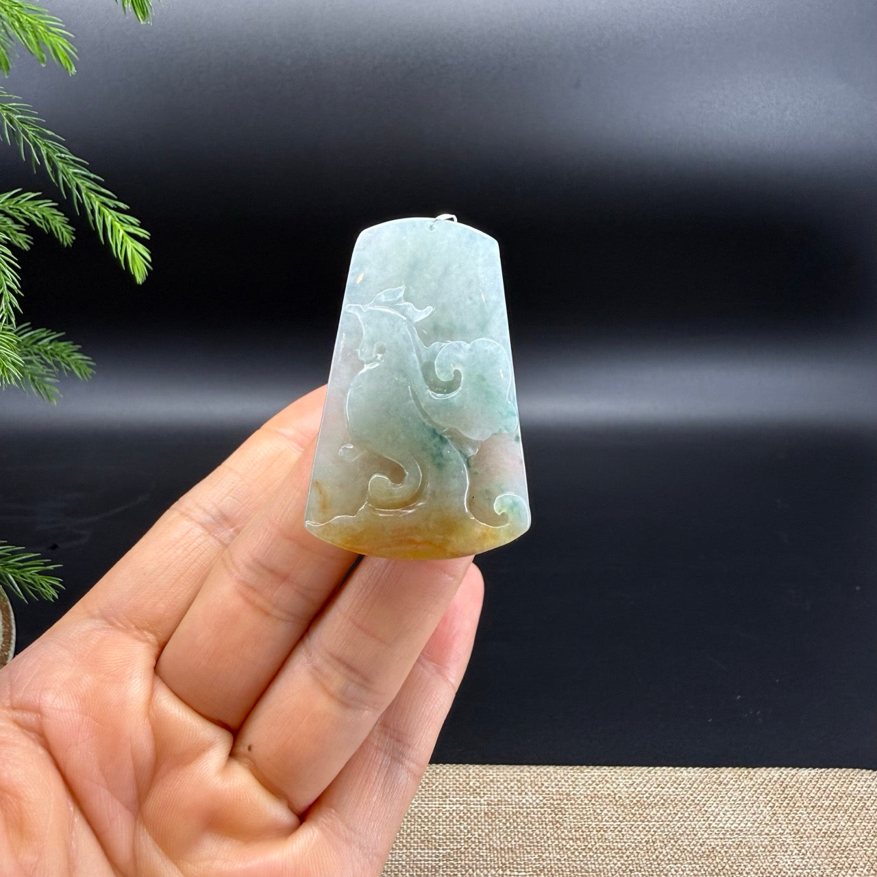 RealJade® Co. Natural Yellow Green Jadeite Jade Chicken Pendant
