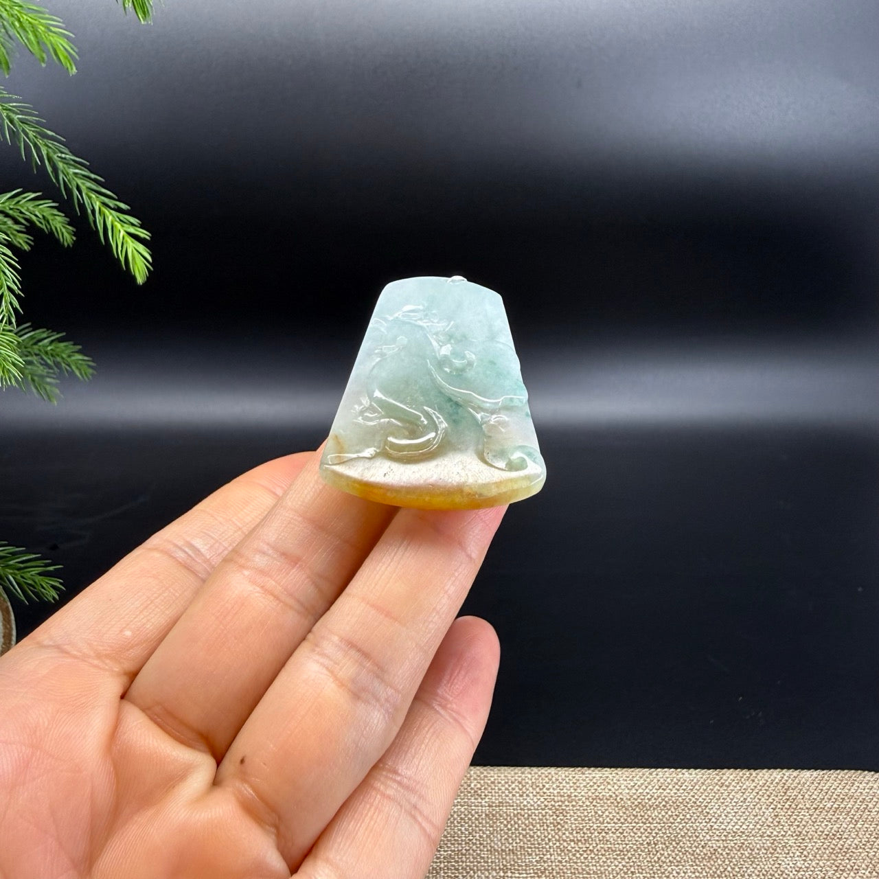 RealJade® Co. Natural Yellow Green Jadeite Jade Chicken Pendant
