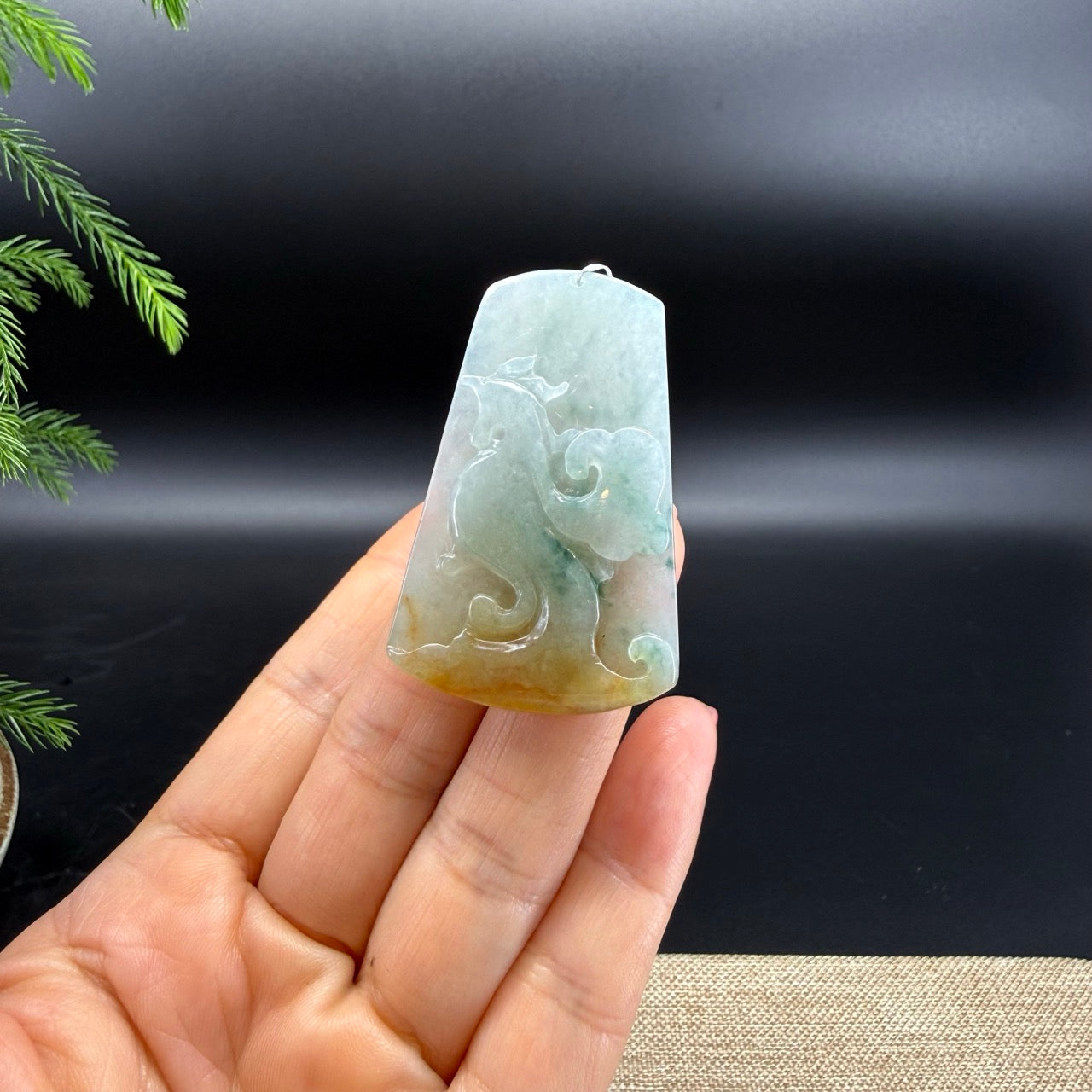 RealJade® Co. Natural Yellow Green Jadeite Jade Chicken Pendant