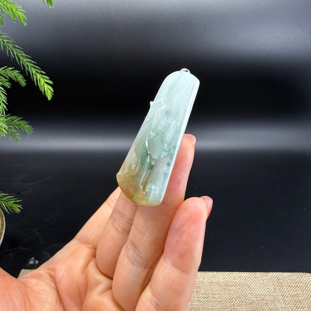RealJade® Co. Natural Yellow Green Jadeite Jade Chicken Pendant
