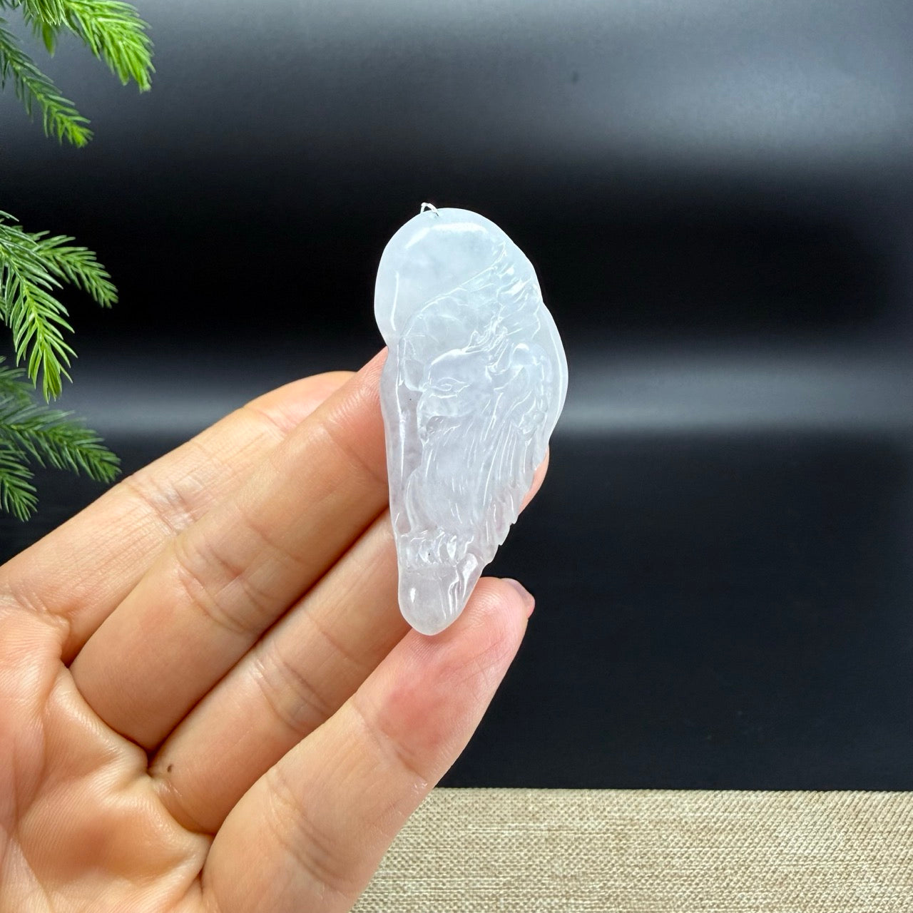 RealJade® Co. Natural Icy Jadeite Jade Eagle Pendant