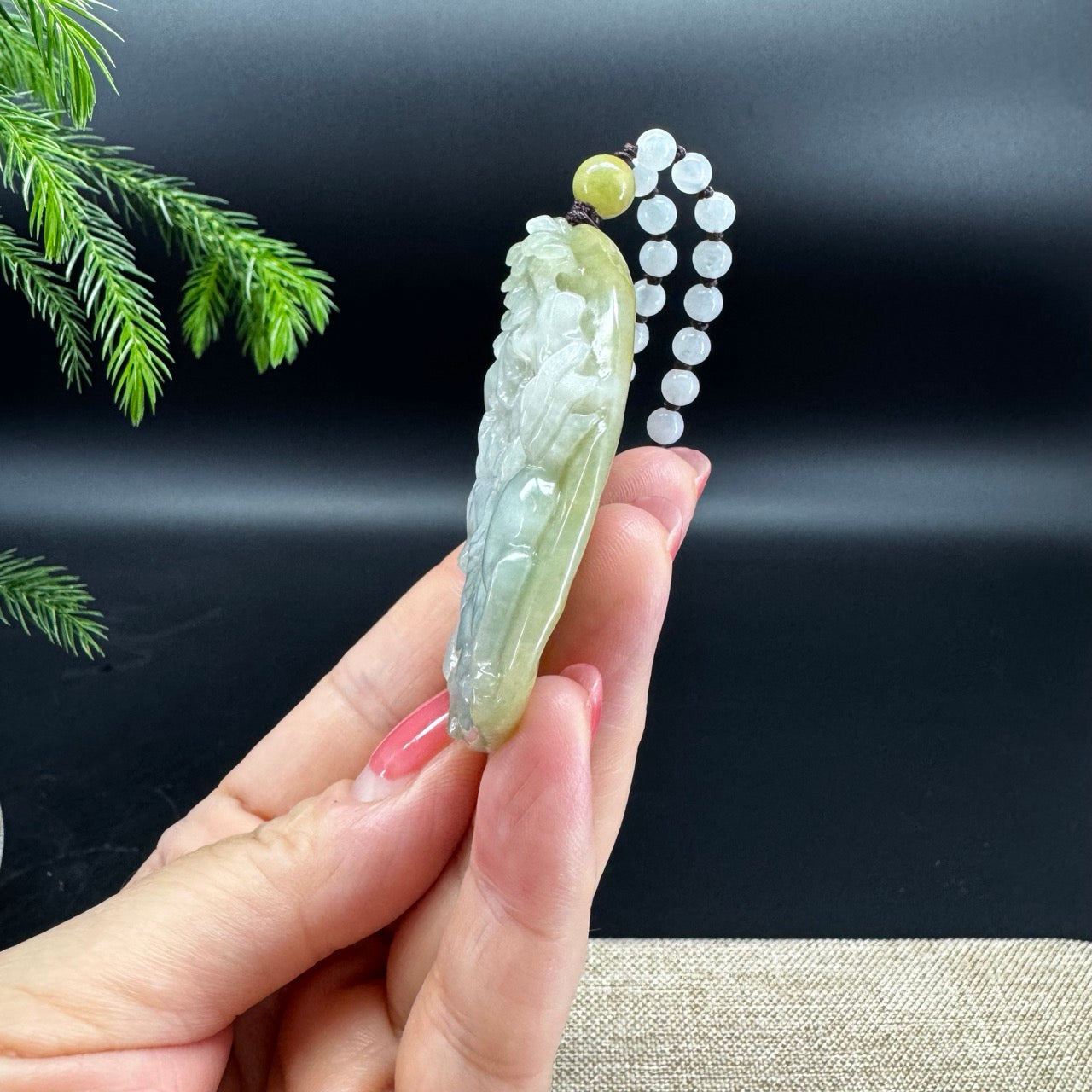 RealJade® Co.Natural White Yellow Jadeite Jade Horse Pendant