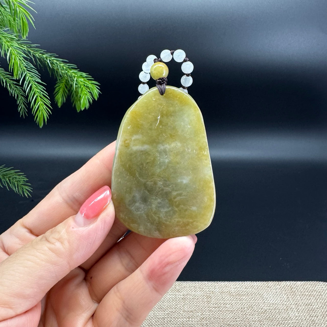 RealJade® Co.Natural White Yellow Jadeite Jade Horse Pendant