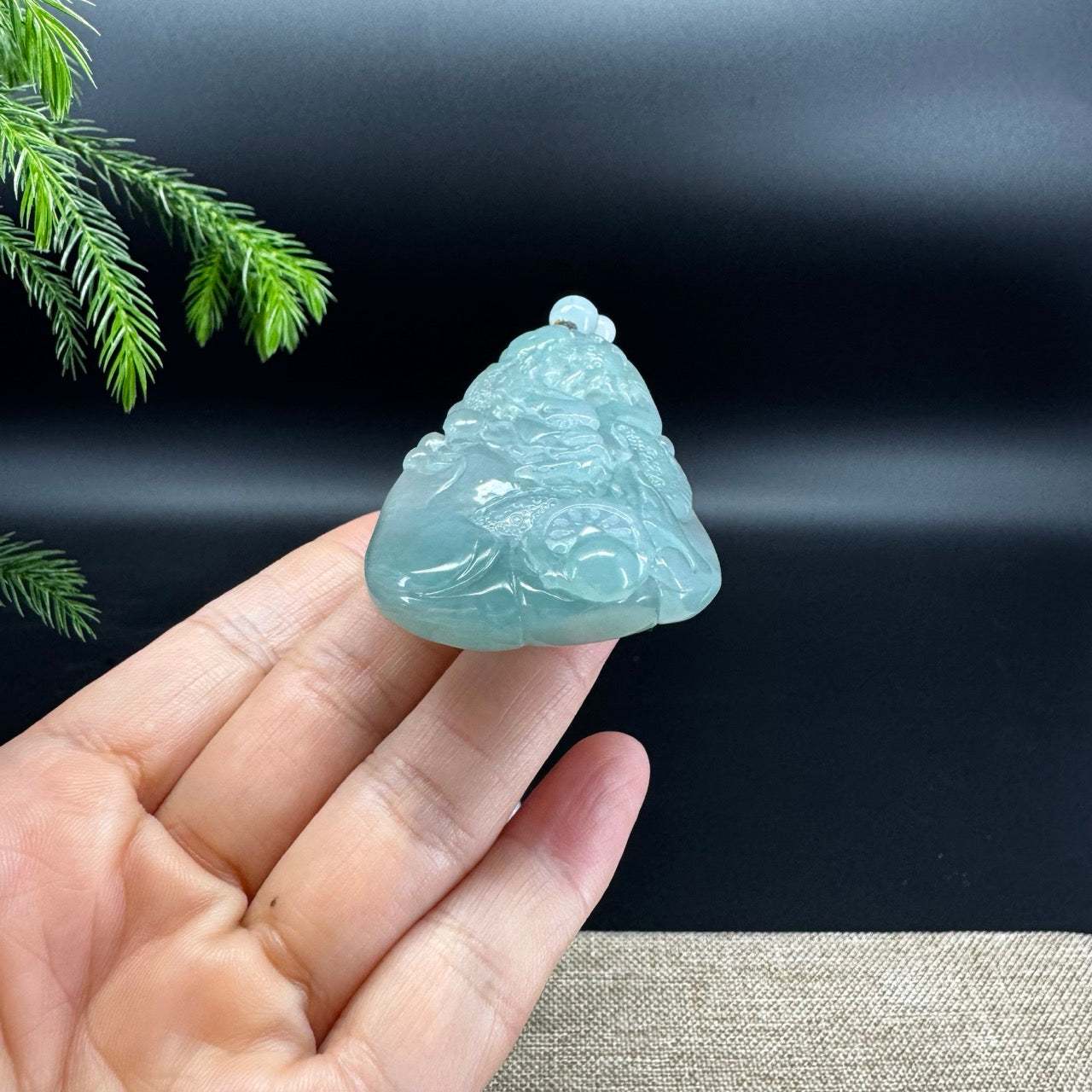 RealJade® Co. Natural Ocean Blue Jadeite Jade Dragon Pendant