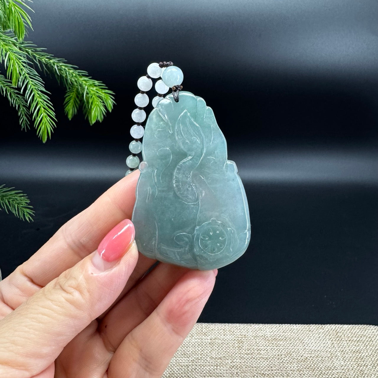 RealJade® Co. Natural Ocean Blue Jadeite Jade Dragon Pendant