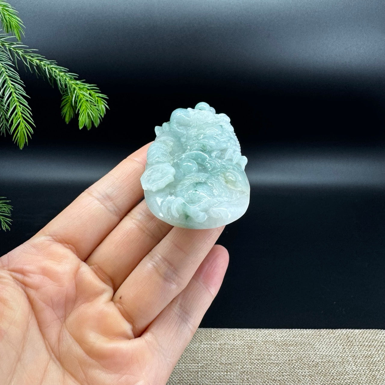 RealJade® Co.Natural Blue Green Jadeite Jade Dragon Pendant