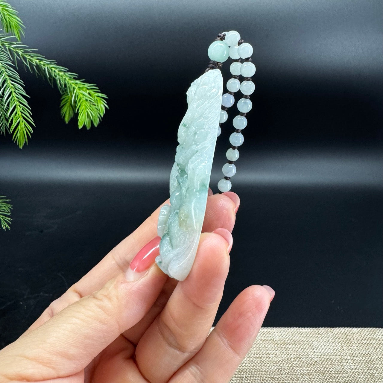 RealJade® Co.Natural Blue Green Jadeite Jade Dragon Pendant